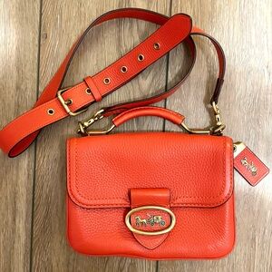 Coach Red Orange Riley Top Handle Crossbody Bag